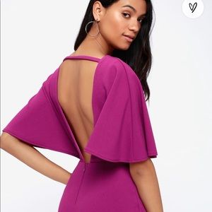 Lulus Small Here's to You Magenta Backless Dress